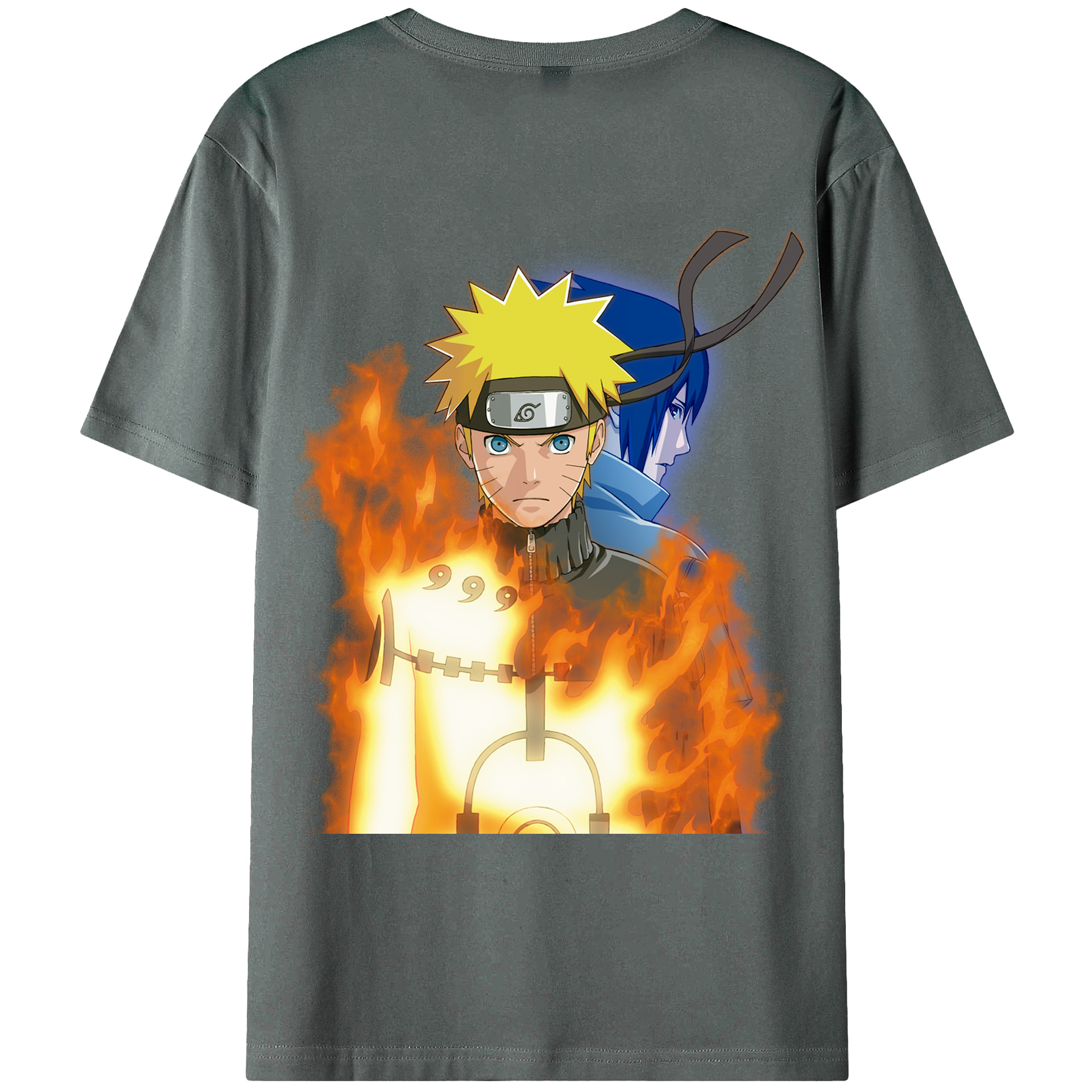 （画像用） NARUTO -ナルト- うずまき ナルト Uzumaki Naruto 綿100％ メンズ半袖Tシャツ（バックプリント） 通気性